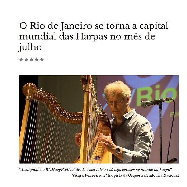 Rio de Janeiro será capital mundial da harpa em julho